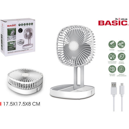 Ventilador mesa plegable 4.5w c/usb basic home