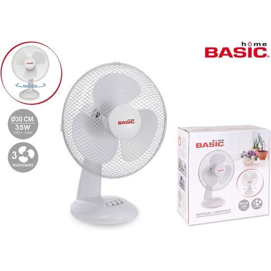 Ventilador sobremesa 30cm 35w/ 3 velocidades basic home