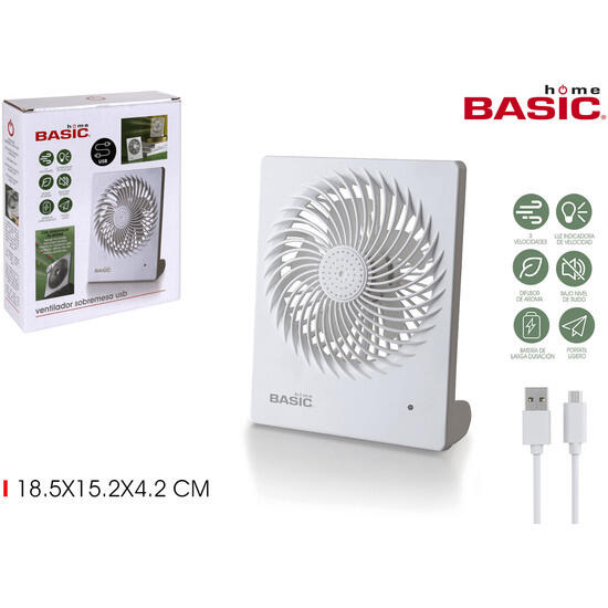 Ventilador sobremesa 3.7w carga usb basic home