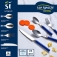 Juego de batería de cocina en aluminio prensado + set de 24pcs cubertería color azul