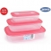 Set 3 fiambreras rectangulares - 1,2,3 l- coral