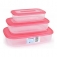 Set 3 fiambreras rectangulares - 1,2,3 l- coral